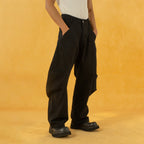 CLP Deconstructed Pleated Button Wide-Leg Pants