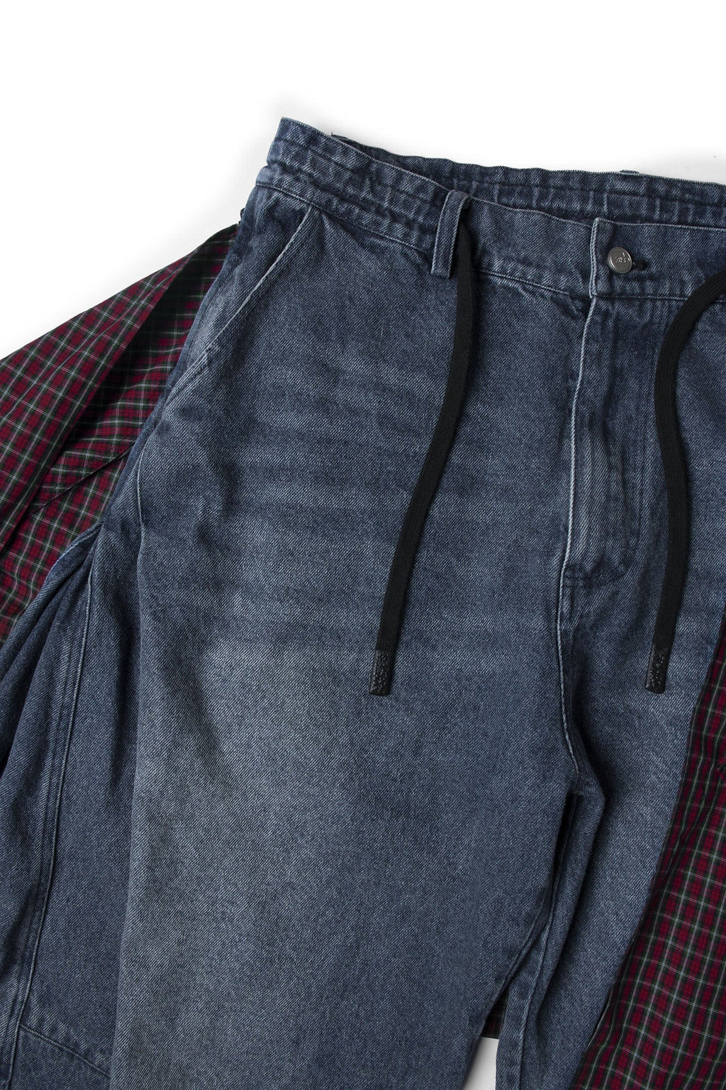 RELABEL Detachable Drape Drawstring Baggy Jeans Blue