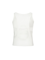 TUIMU Back Cut-Out Ribbed Tank Top White