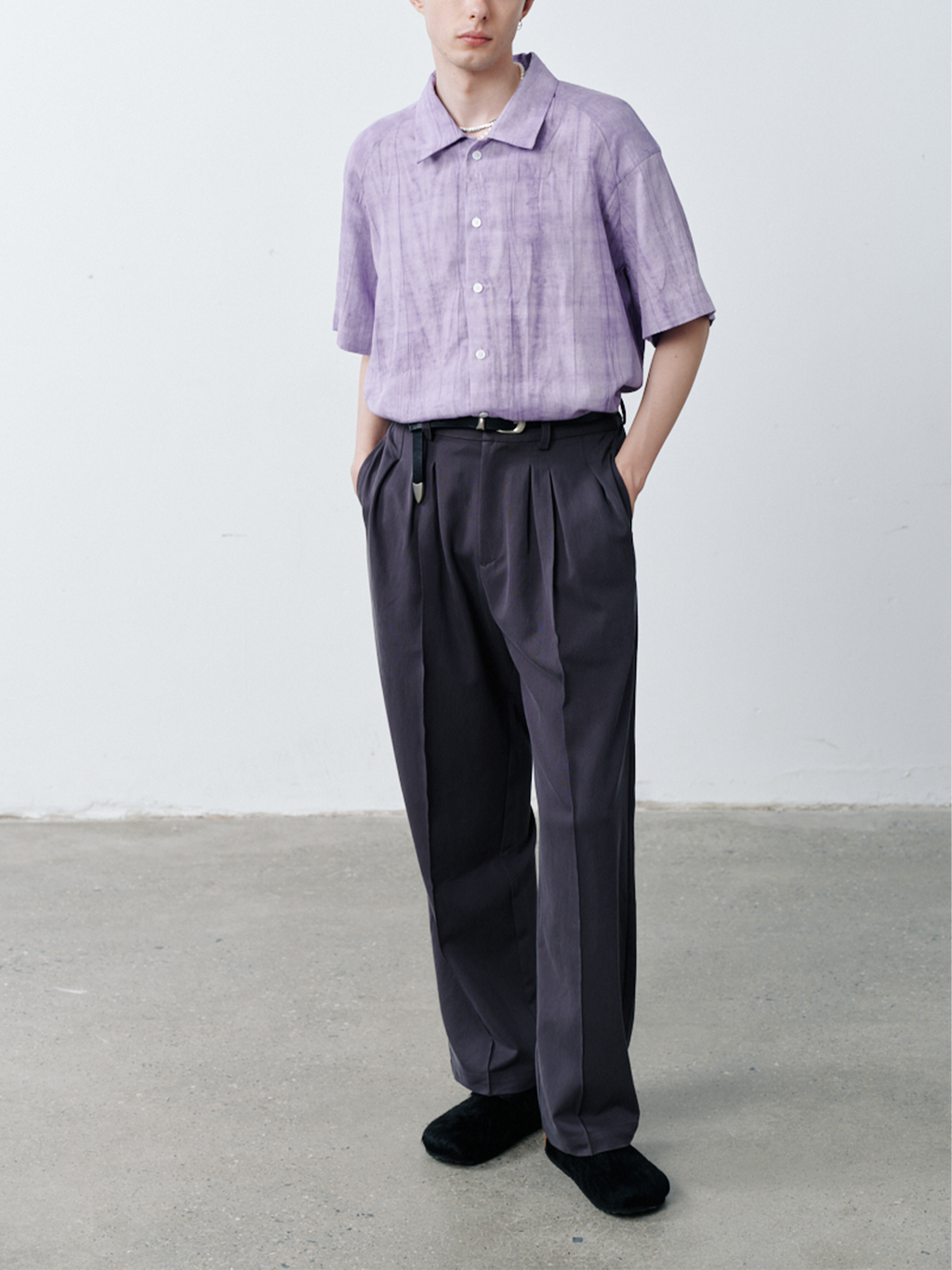 GRAINMUSTARD Crinkled Linen-Cotton Half Shirt