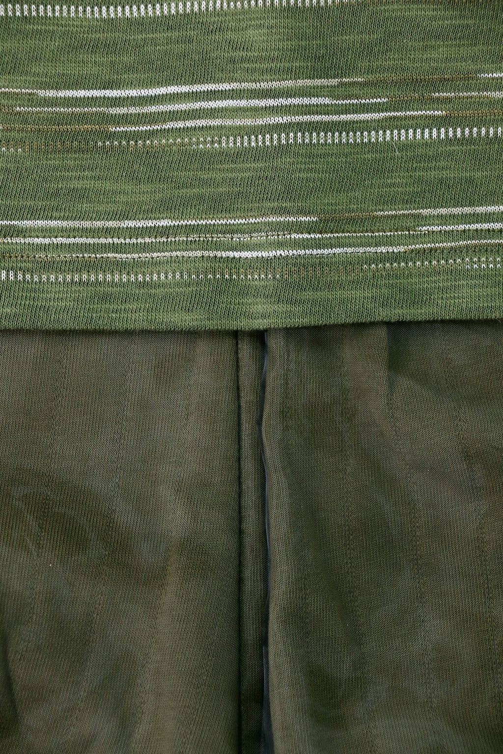 RELABEL Detachable Striped Drape Ruched Oversized Shorts Green