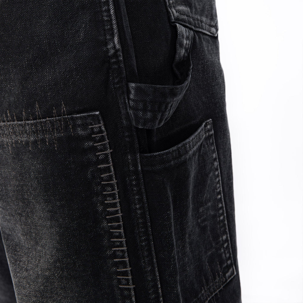 CATSSTAC Distressed Double-Knee Carpenter Straight-Leg Jeans Black