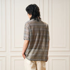 EPIC POETRY Geometric Ripple Knitted Half Shirt Sandstone