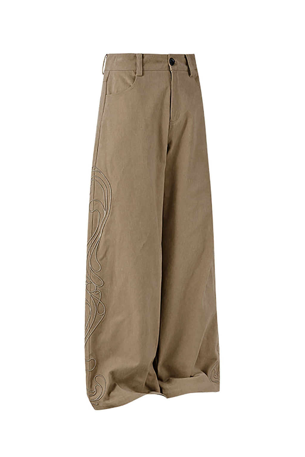KREATE Totem Embroidered Oversized Straight-Leg Pants