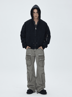 CATSSTAC Washed Multi-Pocket Utility Straight-Leg Jeans