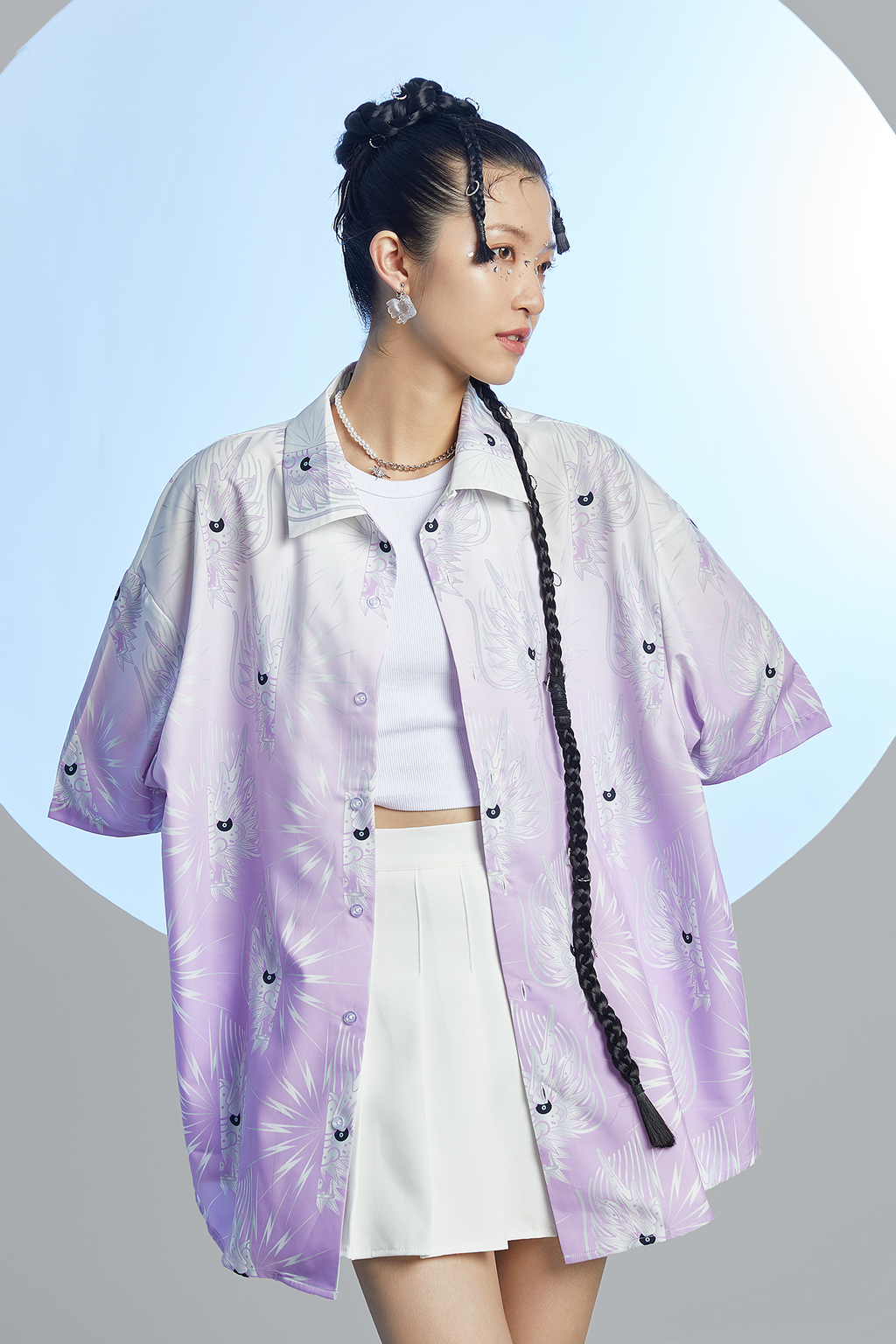 MASH UP ASIA Dragon Jacquard Half Shirt