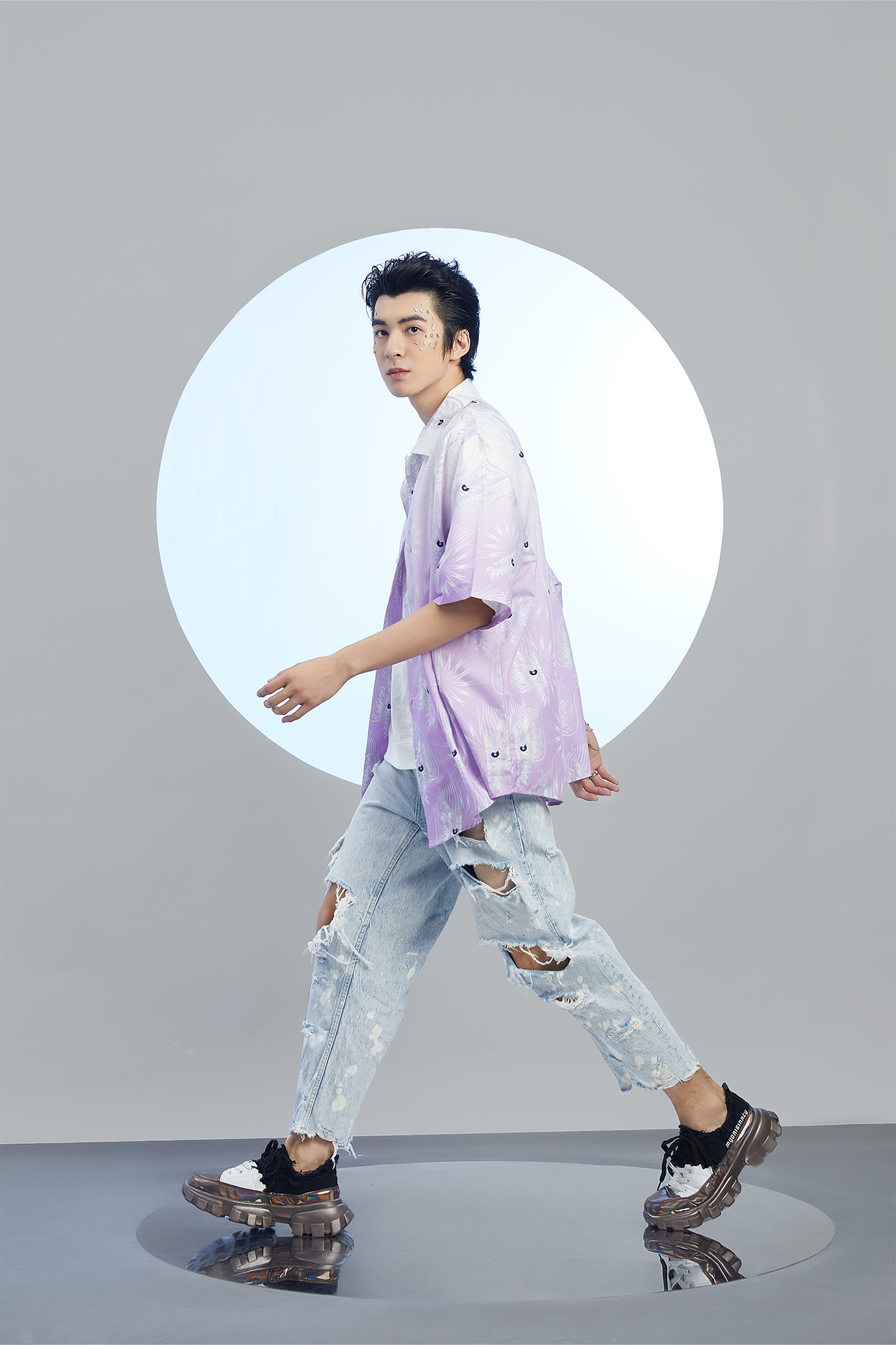 MASH UP ASIA Dragon Jacquard Half Shirt