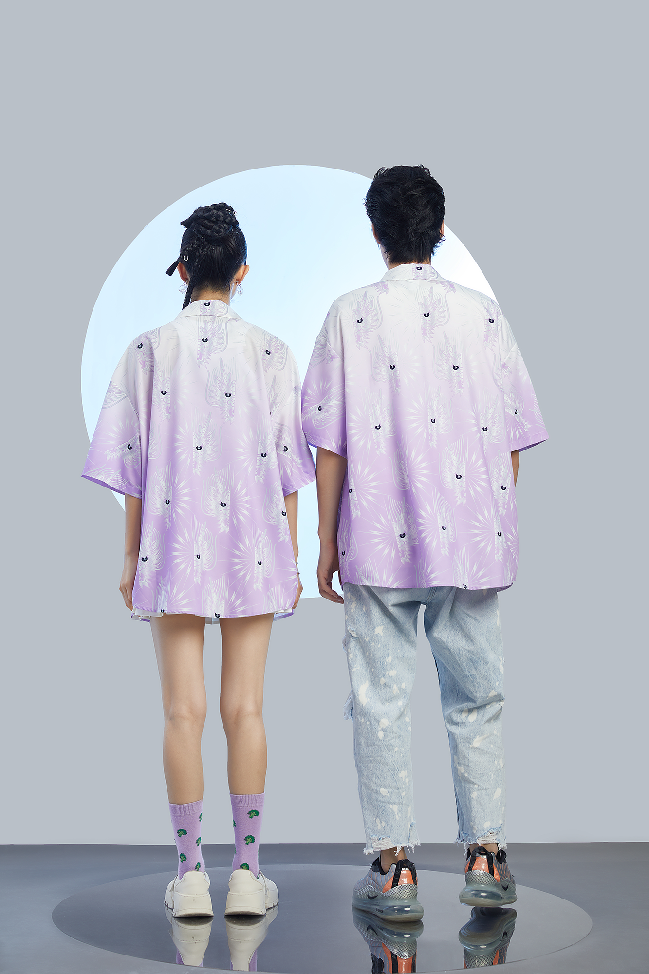 MASH UP ASIA Dragon Jacquard Half Shirt