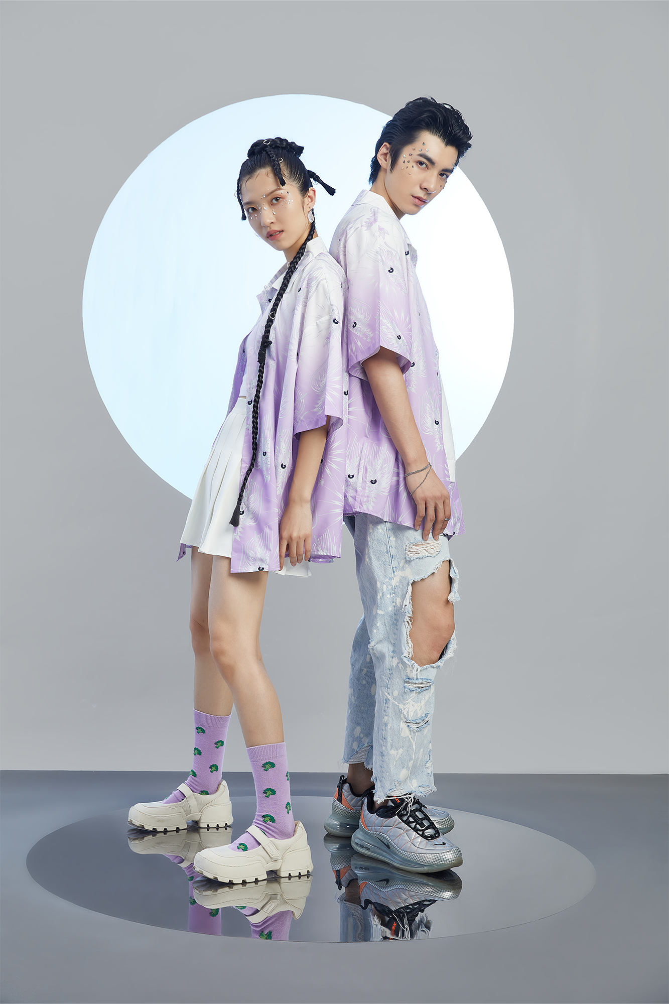 MASH UP ASIA Dragon Jacquard Half Shirt