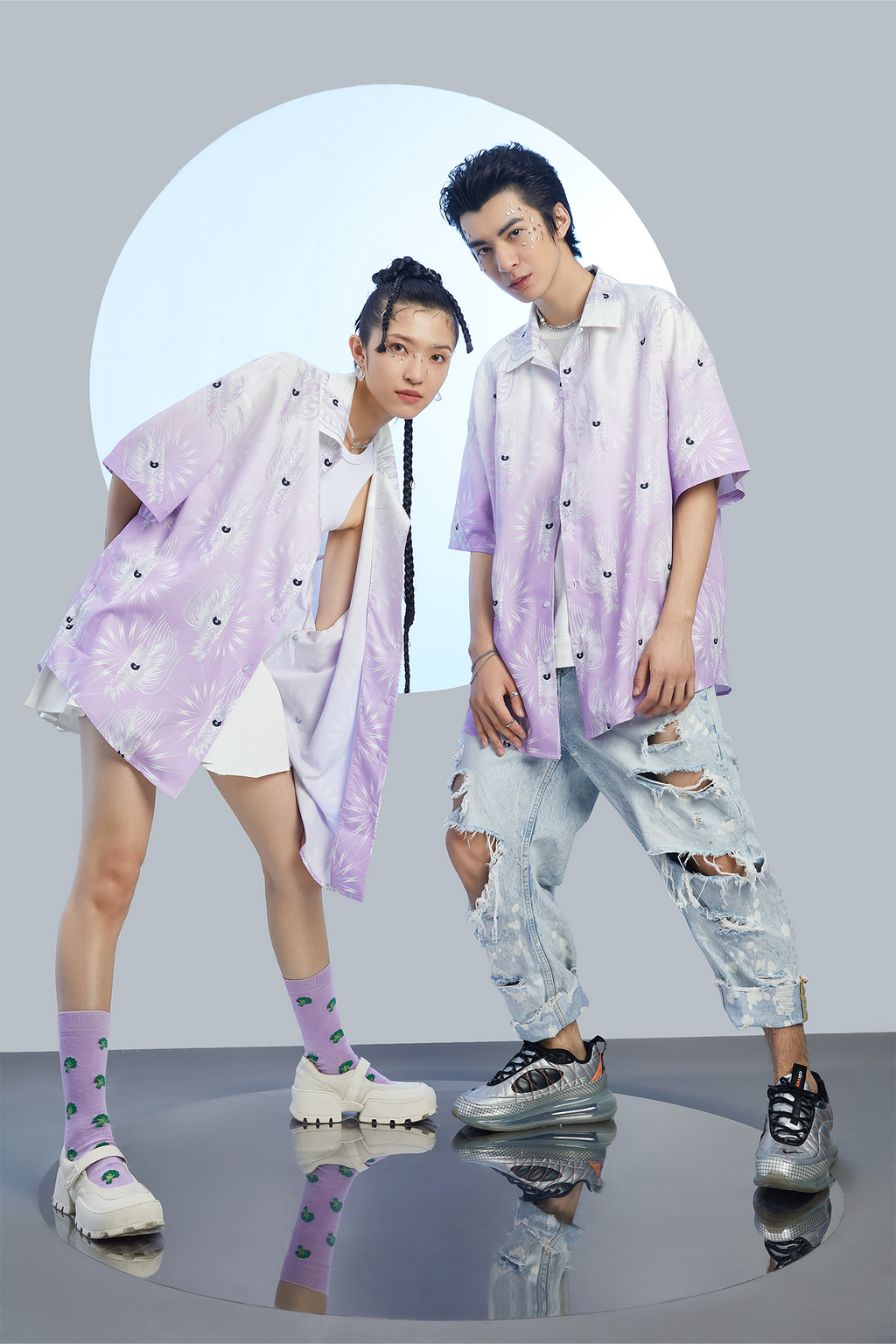 MASH UP ASIA Dragon Jacquard Half Shirt