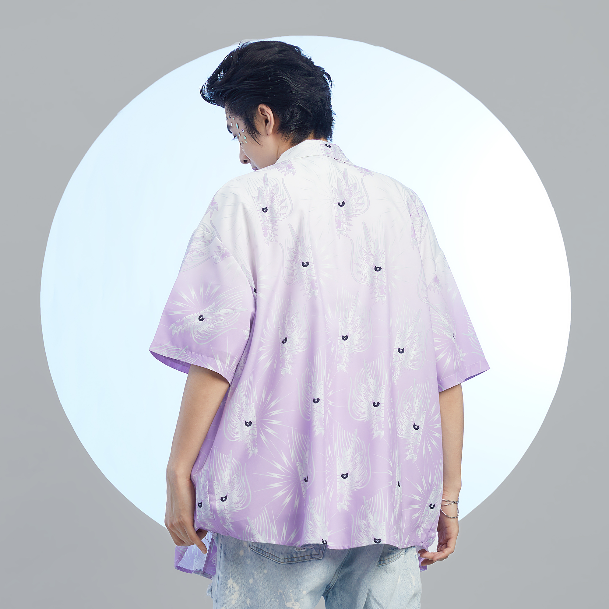MASH UP ASIA Dragon Jacquard Half Shirt