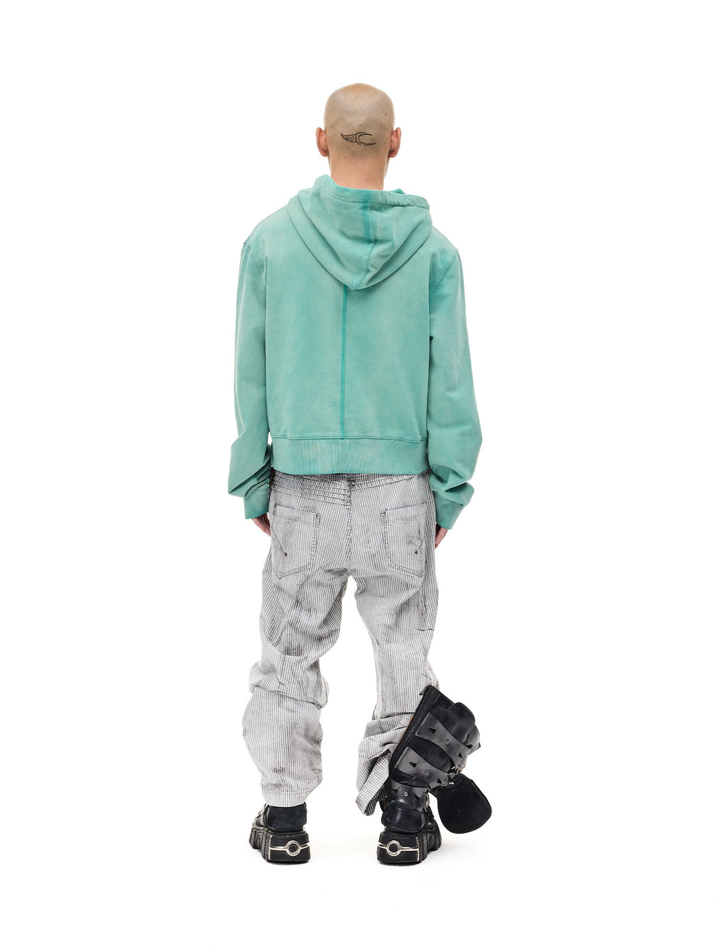 WHISTLEHUNTER Distressed Embroidered V-Neck Hoodie