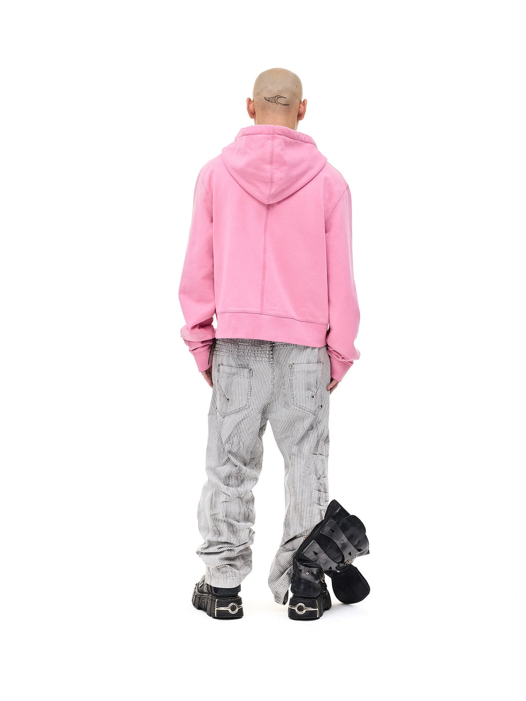 WHISTLEHUNTER Distressed Embroidered V-Neck Hoodie