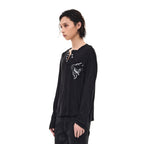 WHISTLEHUNTER Merino-Tencel Henley Graphic Long-Sleeve Tee