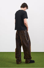 PMW Retro Flocked Washed Denim Pants