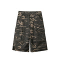DONSMOKE Camo Multi-Pocket Raw-Edge Curved Shorts
