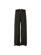 KREATE Floral Insert Slit Straight-Leg Trousers