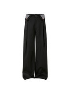 KREATE Folded Check Waistband Pleated Trousers