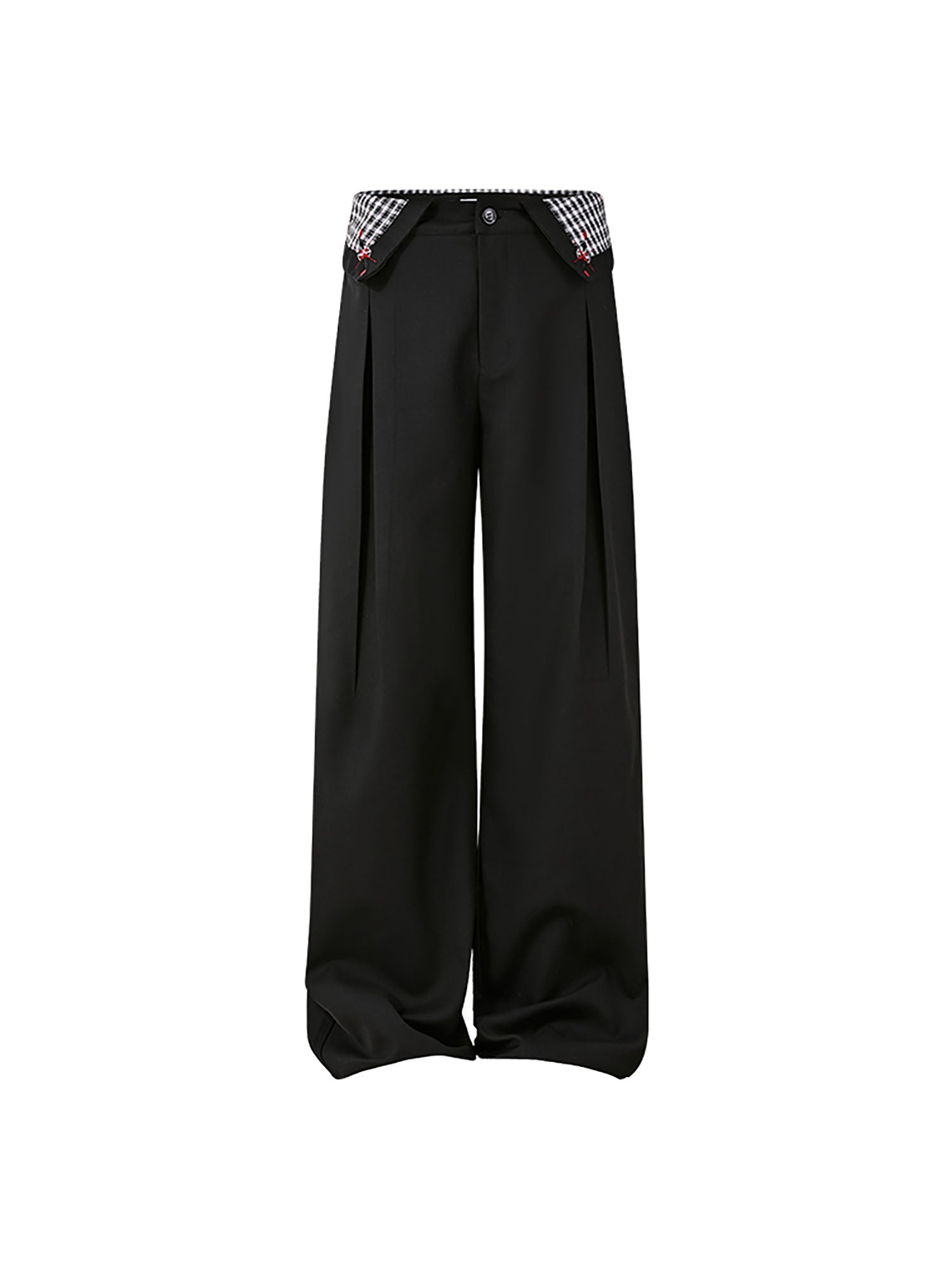 KREATE Folded Check Waistband Pleated Trousers