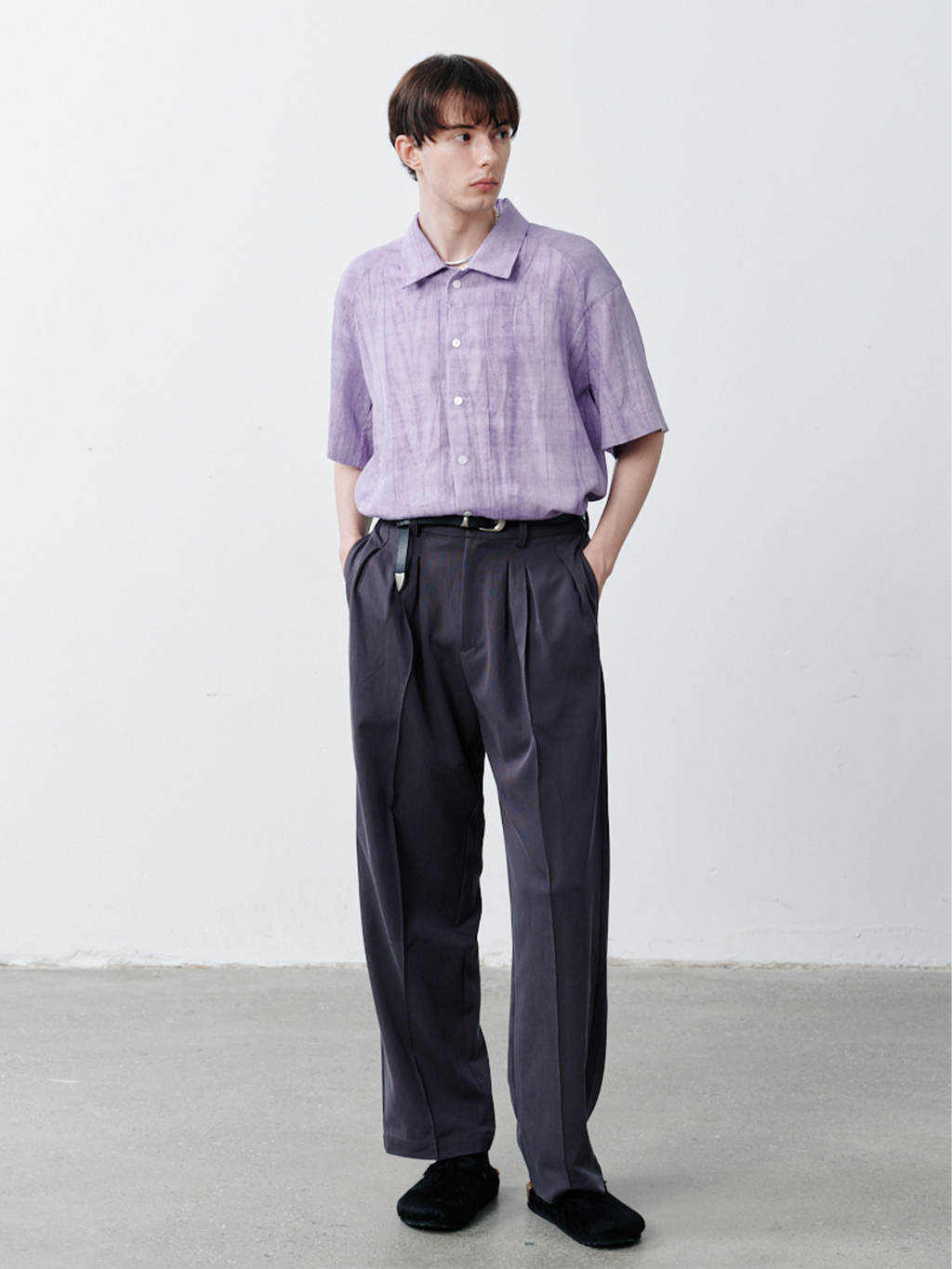 GRAINMUSTARD Crinkled Linen-Cotton Half Shirt