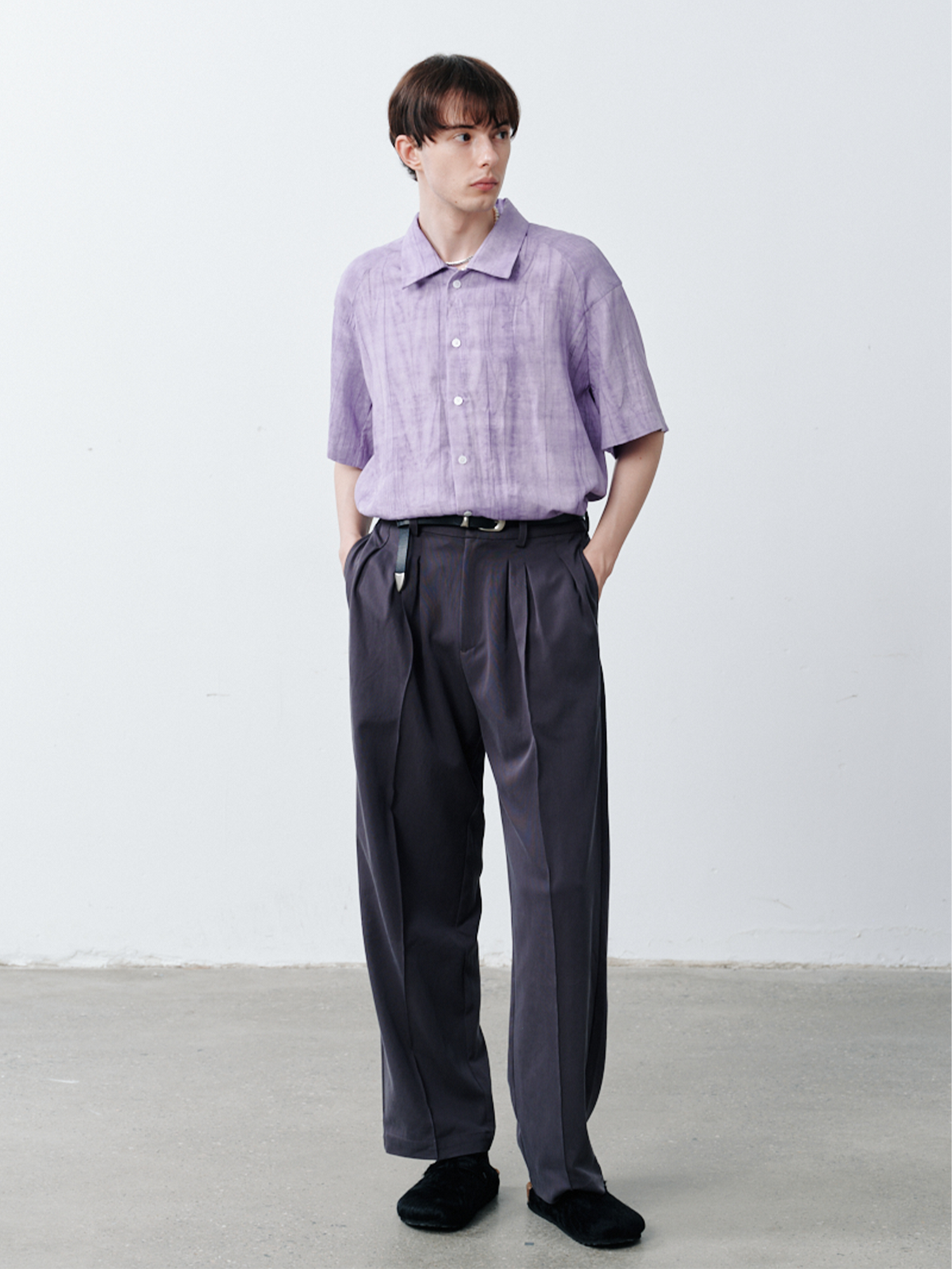 GRAINMUSTARD Crinkled Linen-Cotton Half Shirt