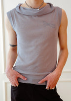KADAKADA Retro Cowl-Neck Knited Sleeveless T-Shirt