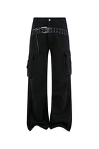 KREATE Washed Belt Graphic Crinkled Cargo Pants