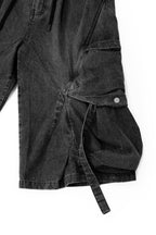 RELABEL Detachable Plaid Drape Oversized Denim Shorts