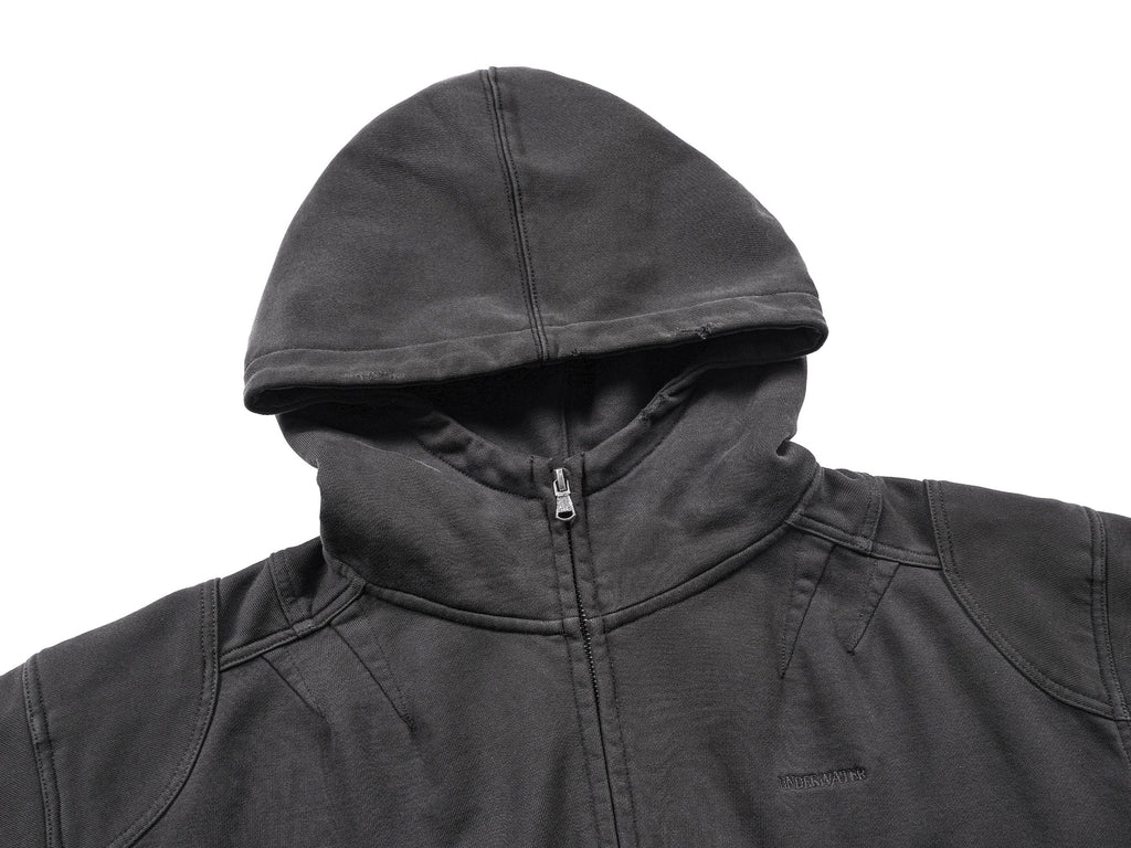UNDERWATER Distressed Spliced Fallen Armor Zip-Up Hoodie