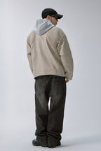 F2CE Retro Corduroy Logo Embroidery Straight-Leg Jeans