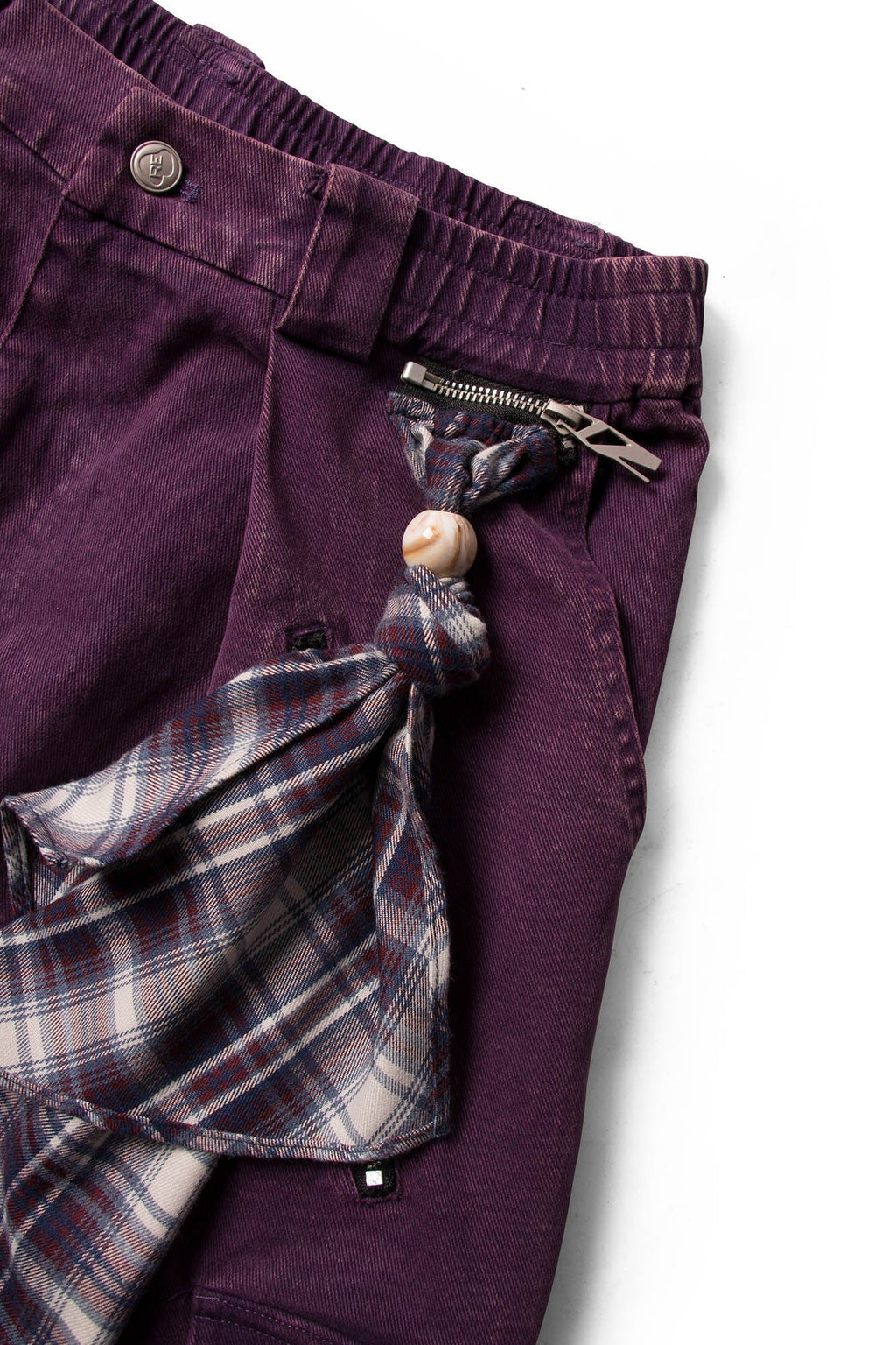 RELABEL Detachable Scarf Washed Multi-Pocket Wide-Leg Shorts