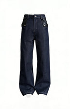 KREATE Raw PU-Paneled Flare Denim
