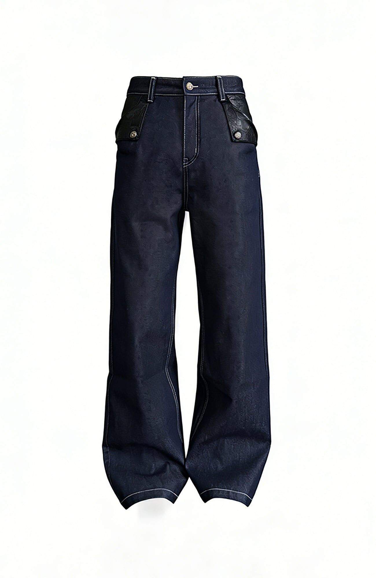 KREATE Raw PU-Paneled Flare Denim