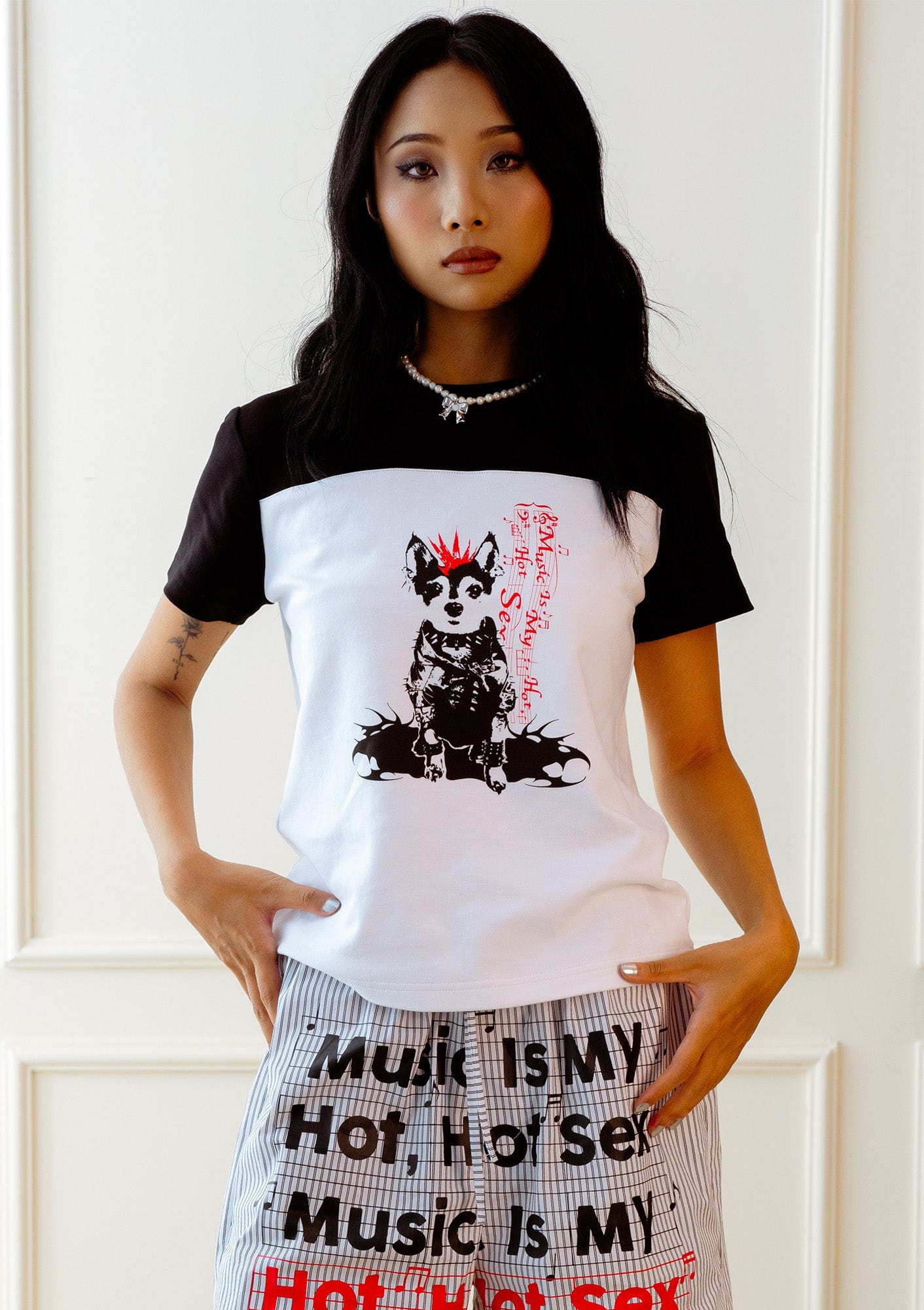 KADAKADA Punk Pup Graphic Spliced T-Shirt