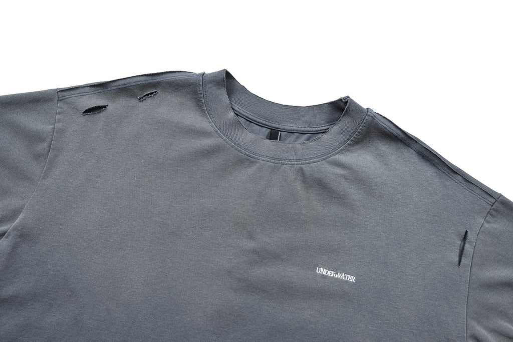 UNDERWATER Washed Ripped Gradient T-Shirt Blue