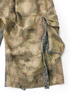 RELABEL Detachable Scarf Camo Leopard Panel Oversized Shorts