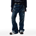 CYCYCY Retro Washed Distressed Flared Jeans
