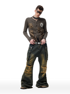 CYCYCY Distressed Big-Pocket Flared Jeans