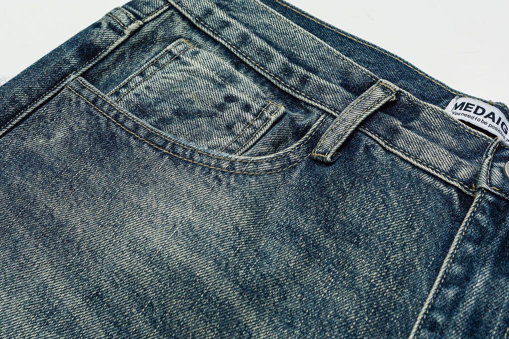 ME DA IGUAL Distressed Ripped Whisker Washed Jeans