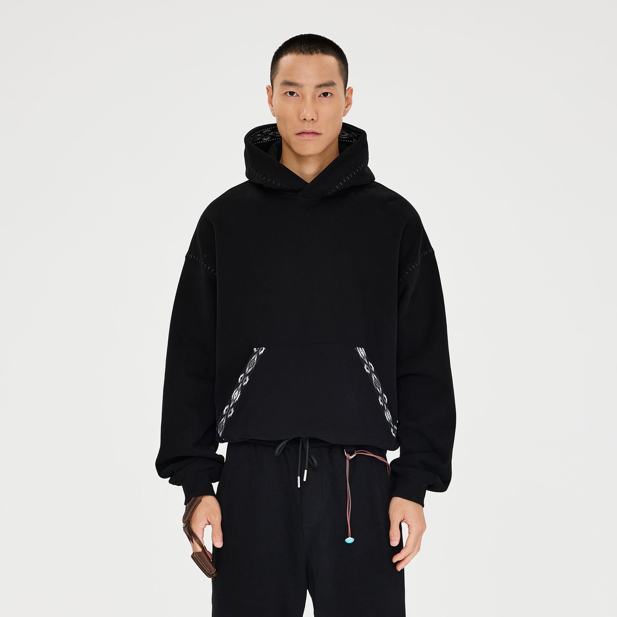 CATSSTAC Totem-Trimmed Kangaroo Pocket Hoodie