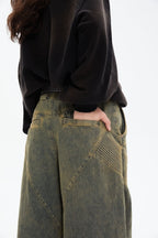 ERROR CODE ROBOT Heavy Wash Paneled Straight-Leg Jeans