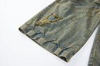 ERROR CODE ROBOT Heavy Wash Paneled Straight-Leg Jeans