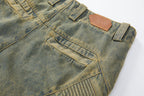 ERROR CODE ROBOT Heavy Wash Paneled Straight-Leg Jeans