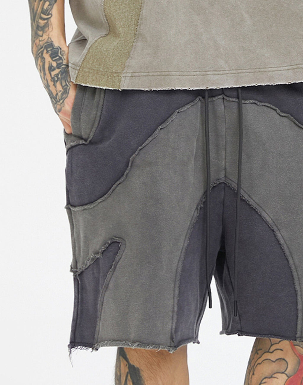 F2CE Distressed Spliced Shorts