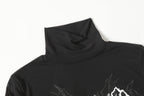 CLP Abstract Graphic Mesh Sheer Slim Turtleneck