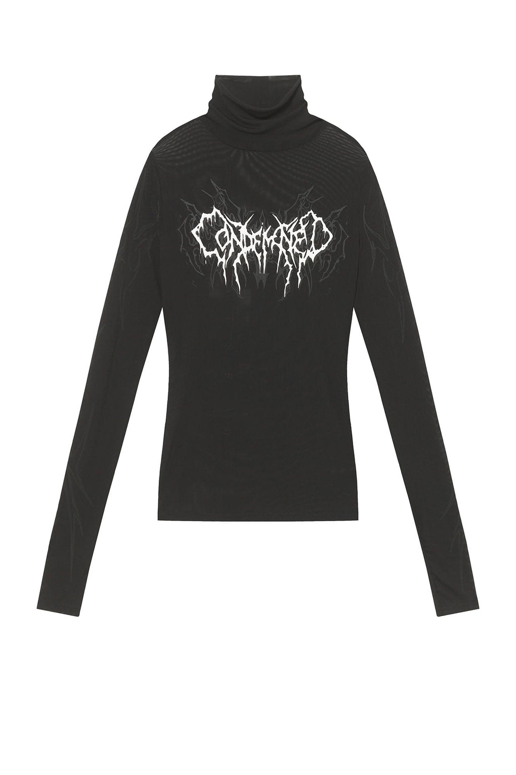 CLP Abstract Graphic Mesh Sheer Slim Turtleneck