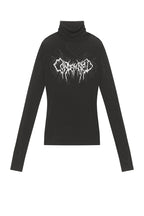 CLP Abstract Graphic Mesh Sheer Slim Turtleneck