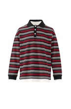 PMW Faux-Layer Stripe Long-Sleeve Polo