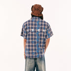 PASET Unicorn Embroidered Plaid Half Shirt