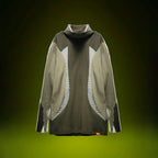 XIPHEVIL Ribbed Paneled Turtleneck Long-Sleeve Tee Green